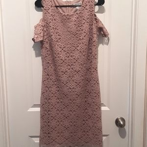 Enfocus Studio lace dress, light blush/mauve color, knee length. Size 12